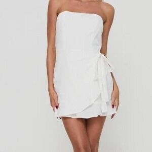 Princely Polly Book of Love‎ White Linen Strapless Women's Mini Dress Size 6